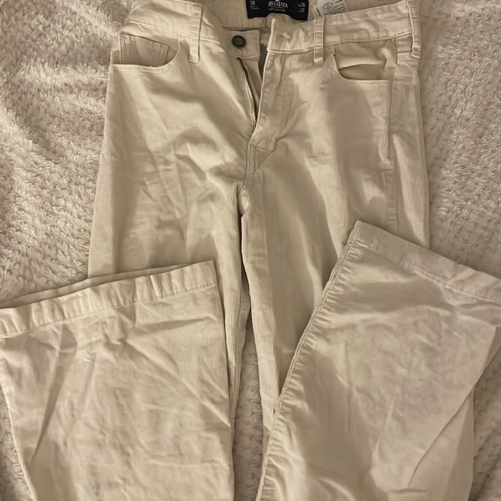 Hollister beige corduroy flared pants